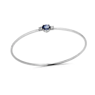 Bracelet Jonc Saphir Oval et Diamants en Or 