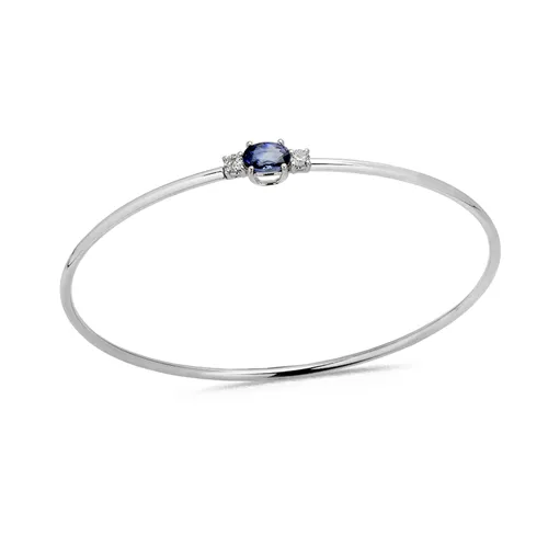Bracelet Jonc Saphir Oval et Diamants en Or 