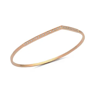 Bracelet Jonc Emeraude Oval et Diamants en Or 