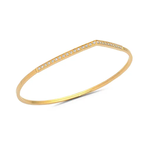 Bracelet Jonc Emeraude Oval et Diamants en Or 