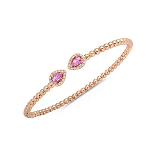 Bracelet Jonc Saphir Rose et Diamantsen Or et fils Titane