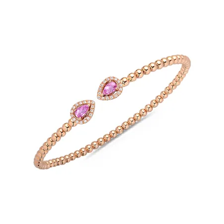 Bracelet Jonc Saphir Rose et Diamantsen Or et fils Titane