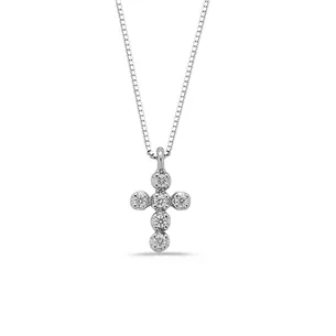 Collier Croix Diamants en Or Blanc 