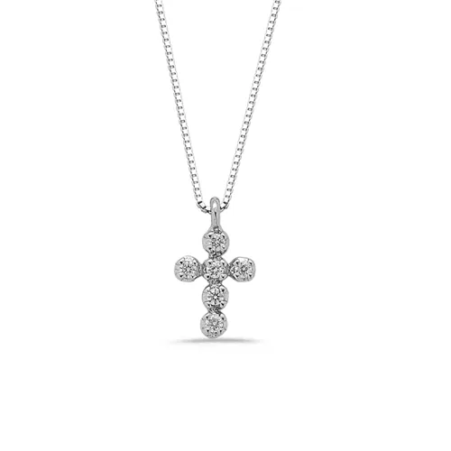 Collier Croix Diamants en Or Blanc 