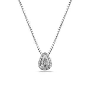 Collier Diamant Poire entourage Diamants en Or Blanc 