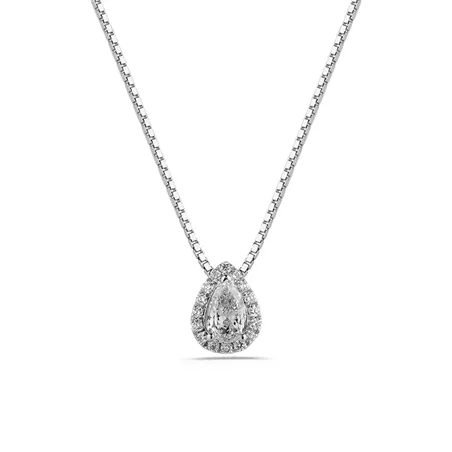 Collier Diamant Poire entourage Diamants en Or Blanc 