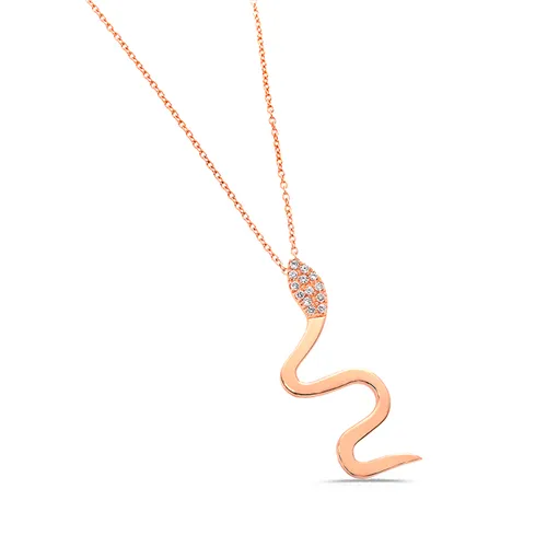 Collier Serpent Diamants en Or Rose 