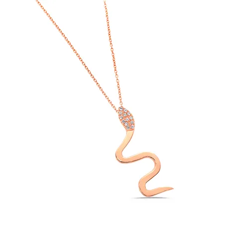 Collier Serpent Diamants en Or Rose 