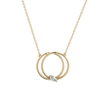 Collier Double Anneaux avec Diamants Navette Or Rose