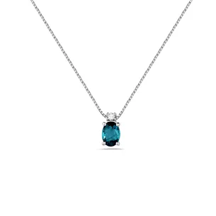 Collier Tourmaline Bleue et Diamant en Or Blanc 