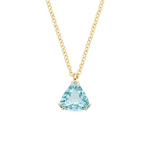 Collier Aigue Marine Trillon en Or Jaune 