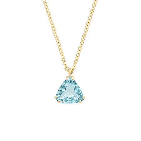 Collier Aigue Marine Trillon en Or Jaune 