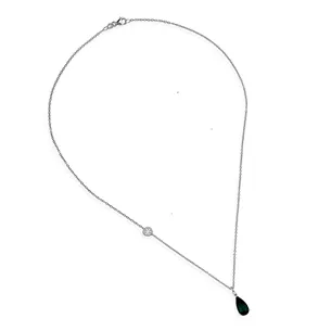 Collier Tourmaline Goutte et Diamant en Or Blanc 