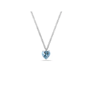 Collier Aigue Marine Coeur en Or Blanc 