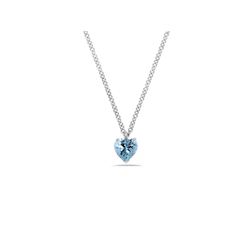 Collier Aigue Marine Coeur en Or Blanc 