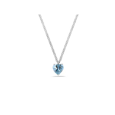 Collier Aigue Marine Coeur en Or Blanc 