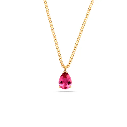 Collier Tourmaline Rose Poire en Or Jaune 