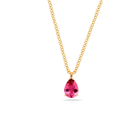 Collier Tourmaline Rose Poire en Or Jaune 