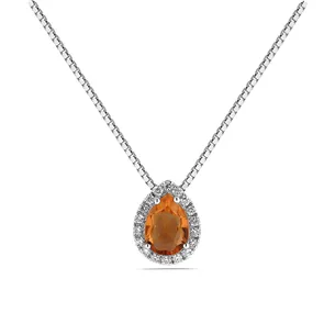 Collier Citrine et Diamants en Or Blanc 