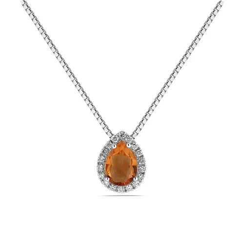 Collier Citrine et Diamants en Or Blanc 