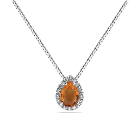 Collier Citrine et Diamants en Or Blanc 