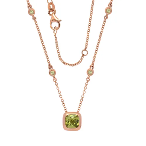 Collier Peridot Coussin en Or Rose 