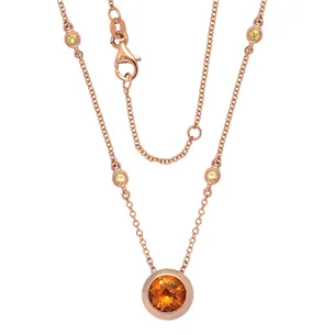 Collier Citrine et Diamants en Or Rose 