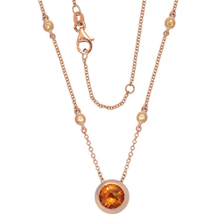 Collier Citrine et Diamants en Or Rose 