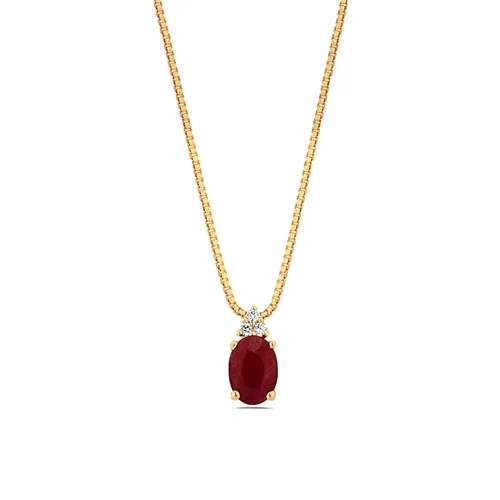 Collier Rubis et Diamants en Or Jaune 