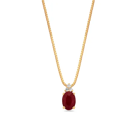 Collier Rubis et Diamants en Or Jaune 