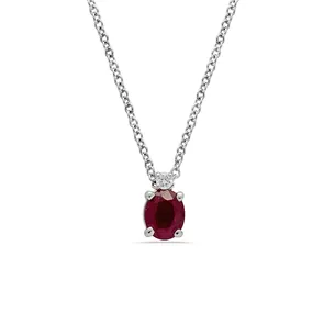 Collier Or Blanc Rubis et Diamant Motif Flocon en la Chaine