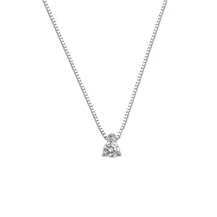 Collier Solitaire Diamant en Or Blanc 