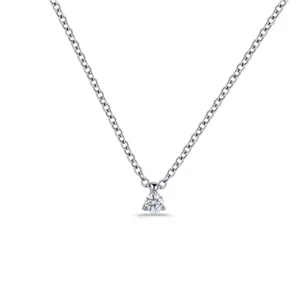 Collier Solitaire Diamant en Or Blanc 