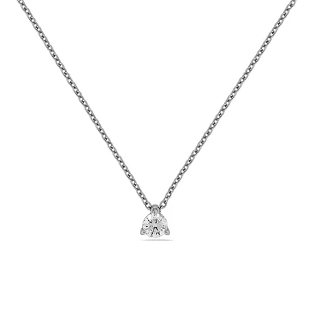 Collier Solitaire Diamant en Or Blanc 
