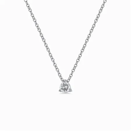 Collier Solitaire Diamant en Or Blanc 