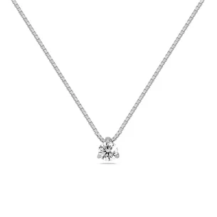 Collier Solitaire Diamant en Or Blanc 
