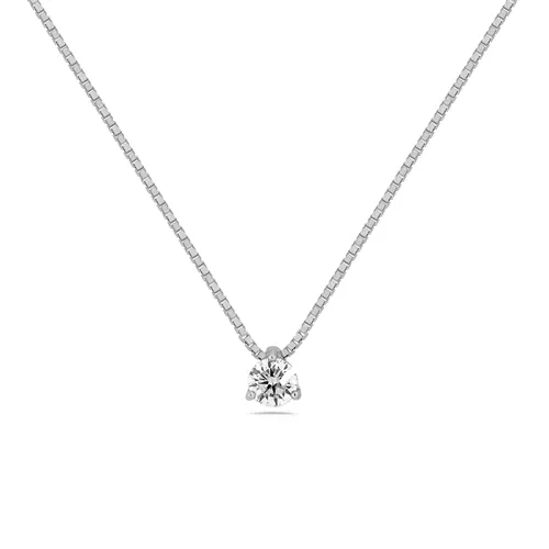 Collier Solitaire Diamant en Or Blanc 