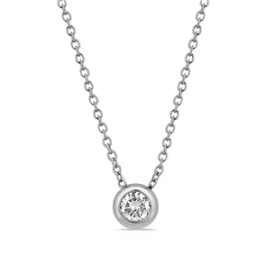 Collier Solitaire Diamant en Or Blanc 