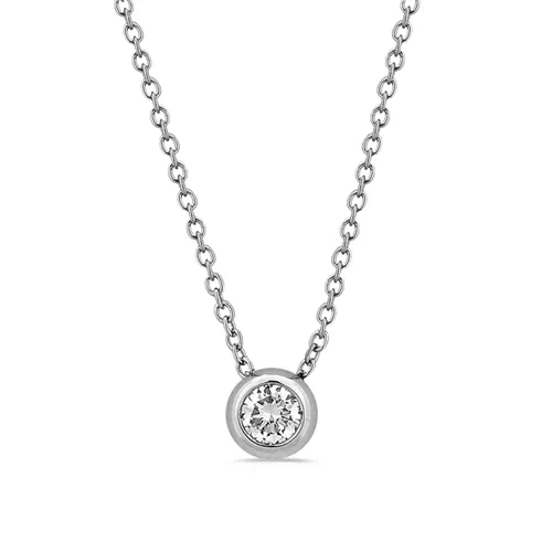 Collier Solitaire Diamant en Or Blanc 