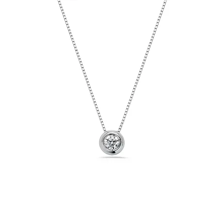 Collier Solitaire Diamant en Or Blanc 