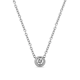 Collier Solitaire Diamant en Or Blanc 