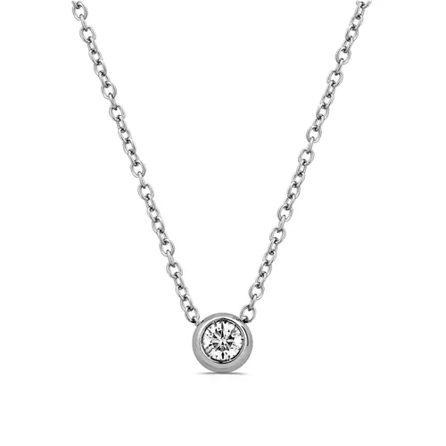 Collier Solitaire Diamant en Or Blanc 