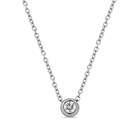 Collier Solitaire Diamant en Or Blanc 