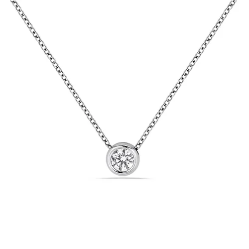 Collier Solitaire Diamant en Or Blanc 