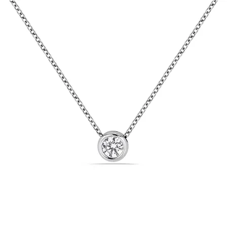 Collier Solitaire Diamant en Or Blanc 