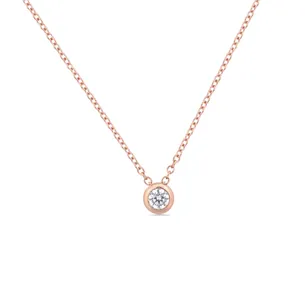 Collier Solitaire Diamant en Or Rose 