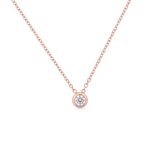 Collier Solitaire Diamant en Or Rose 