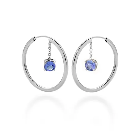 Créoles Tanzanites Pendantesen Or Blanc 