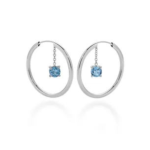 Créoles Topazes Paraïba Pendantesen Or Blanc 