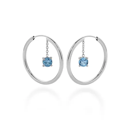 Créoles Topazes Paraïba Pendantesen Or Blanc 